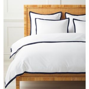 Used Serena & Lily King Border Frame Sateen Duvet Cover with 3 Euro Shams